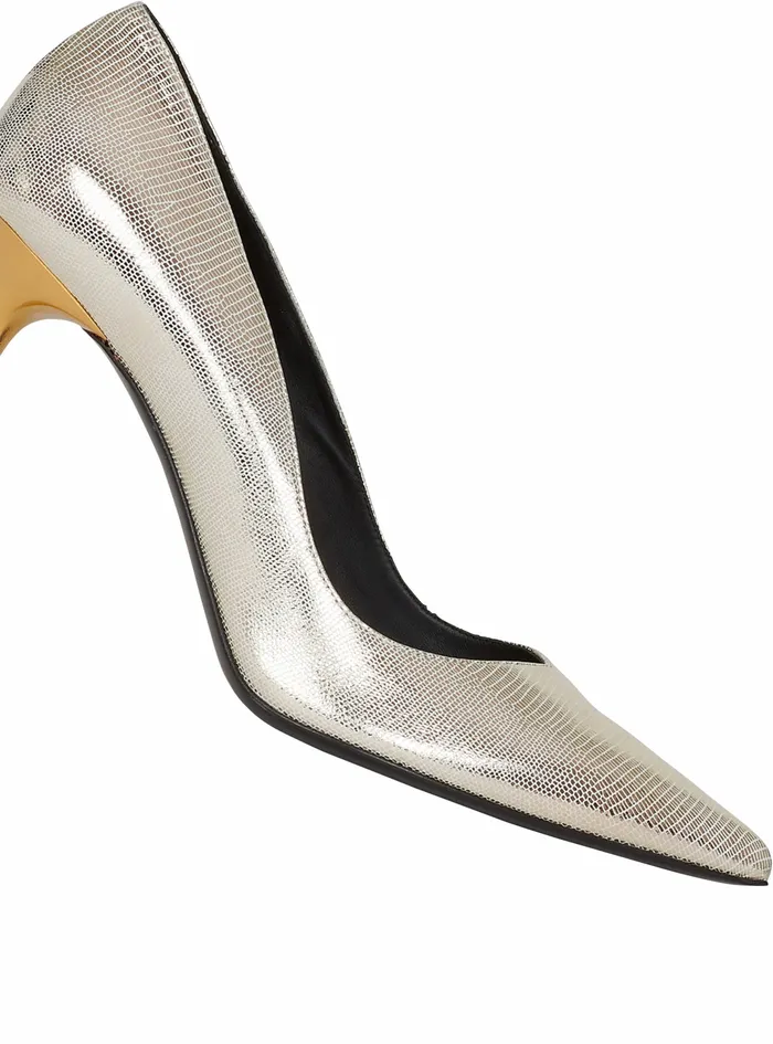Balmain High Heels Womens ReptileEffect Leather Ruby Pumps Gold