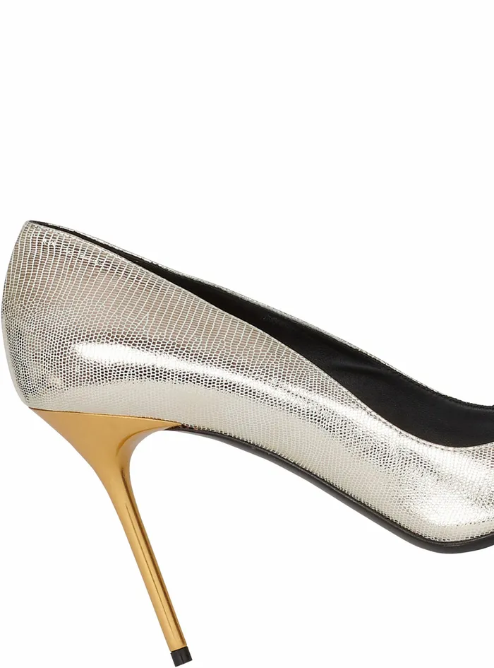Balmain High Heels Womens ReptileEffect Leather Ruby Pumps Gold