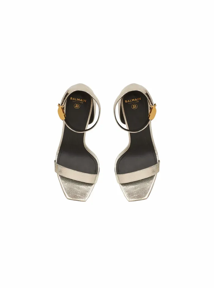 Balmain High Heels Womens ReptileEffect Leather Uma Sandals Gold Balmain High Heels Womens ReptileEffect Leather Uma Sandals Gold