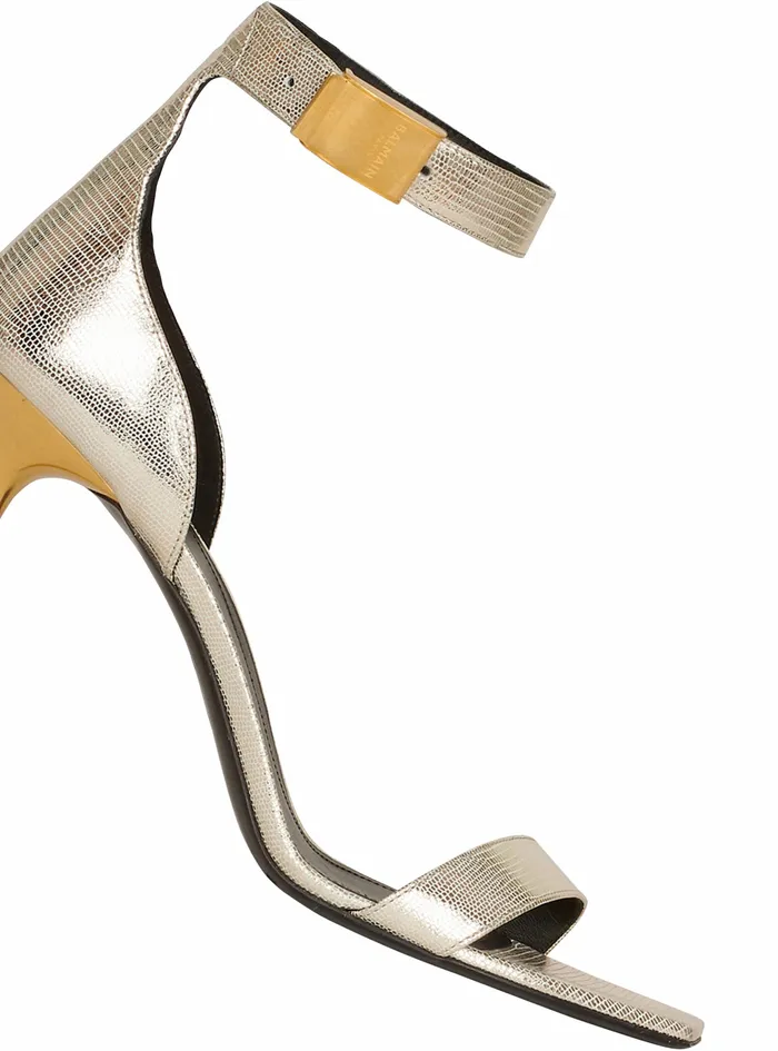 Balmain High Heels Womens ReptileEffect Leather Uma Sandals Gold Balmain High Heels Womens ReptileEffect Leather Uma Sandals Gold