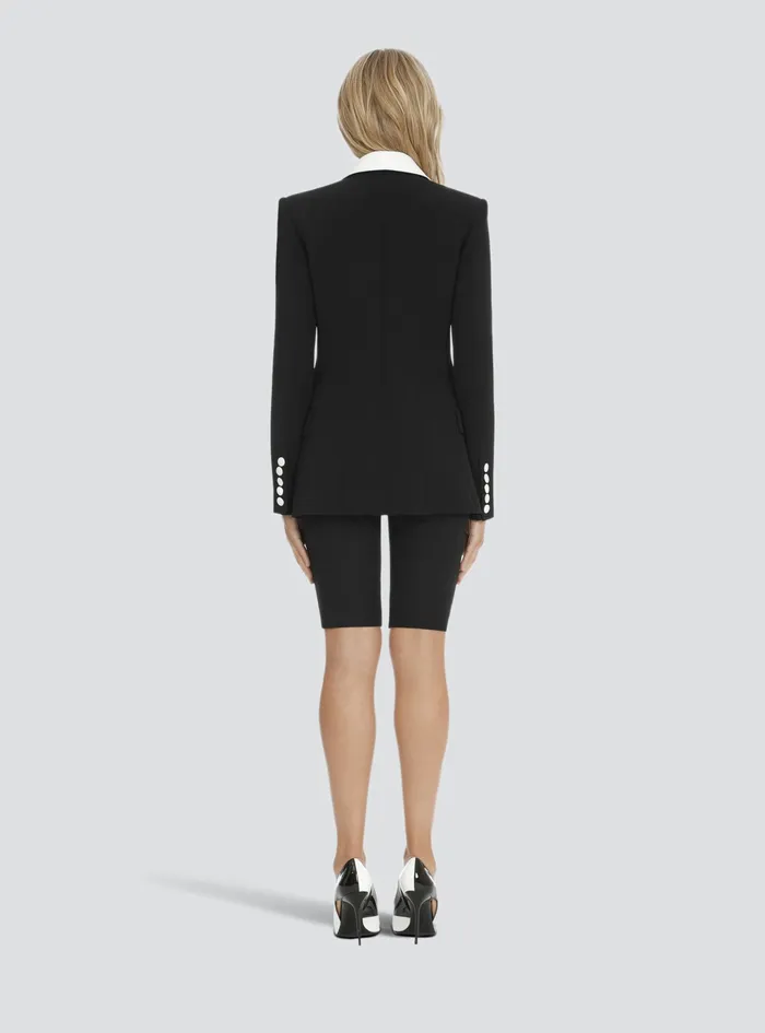 Balmain Jackets And Blazers Womens Bicolor Crpe DoubleBreasted Jacket Black Balmain Jackets And Blazers Womens Bicolor Crpe DoubleBreasted Jacket Black
