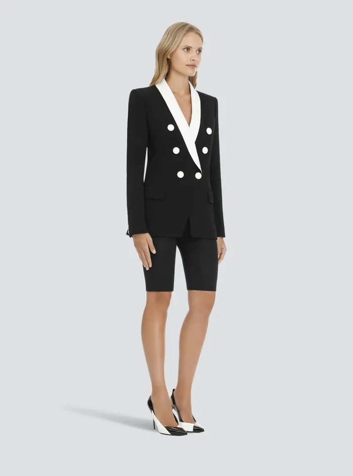 Balmain Jackets And Blazers Womens Bicolor Crpe DoubleBreasted Jacket Black Balmain Jackets And Blazers Womens Bicolor Crpe DoubleBreasted Jacket Black