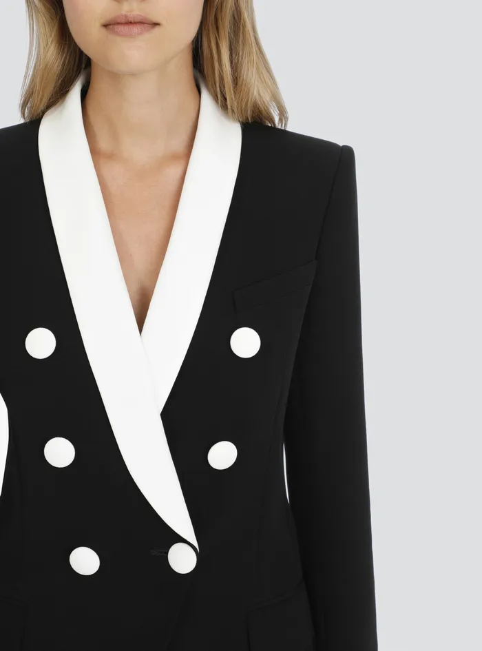 Balmain Jackets And Blazers Womens Bicolor Crpe DoubleBreasted Jacket Black Balmain Jackets And Blazers Womens Bicolor Crpe DoubleBreasted Jacket Black