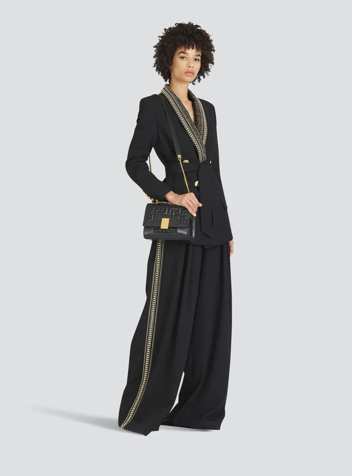 Balmain Jackets And Blazers Womens DoubleBreasted Blazer With Embroidered Collar Black Balmain Jackets And Blazers Womens DoubleBreasted Blazer With Embroidered Collar Black