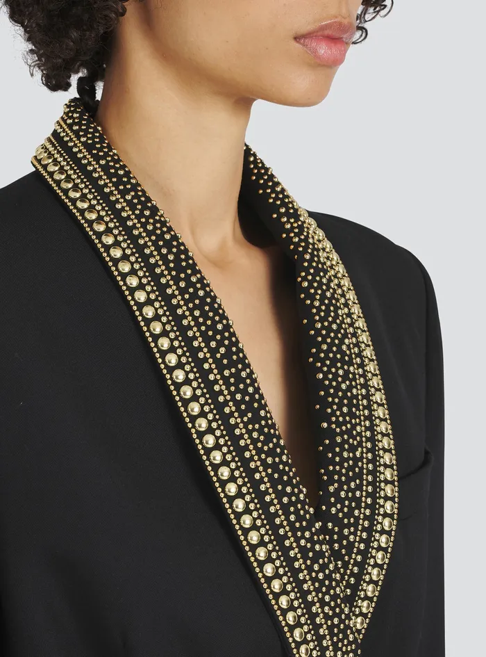 Balmain Jackets And Blazers Womens DoubleBreasted Blazer With Embroidered Collar Black Balmain Jackets And Blazers Womens DoubleBreasted Blazer With Embroidered Collar Black