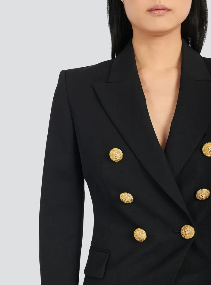 Balmain Jackets And Blazers Womens Grain De Poudre DoubleBreasted Jacket Black Balmain Jackets And Blazers Womens Grain De Poudre DoubleBreasted Jacket Black