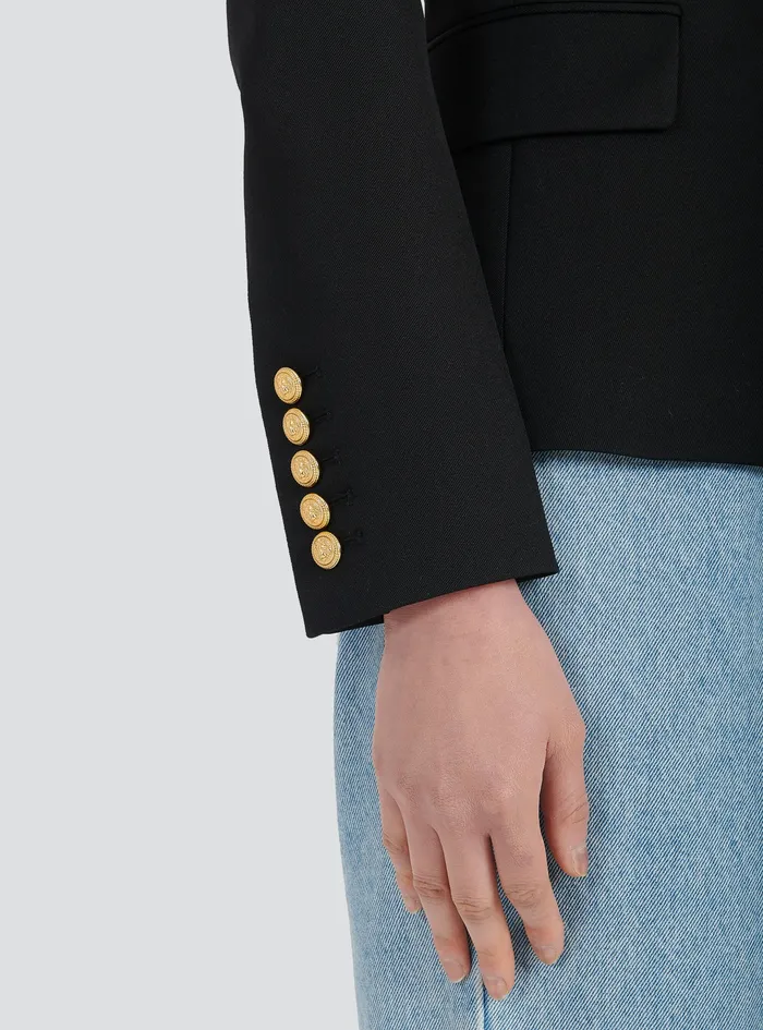 Balmain Jackets And Blazers Womens Grain De Poudre DoubleBreasted Jacket Black Balmain Jackets And Blazers Womens Grain De Poudre DoubleBreasted Jacket Black