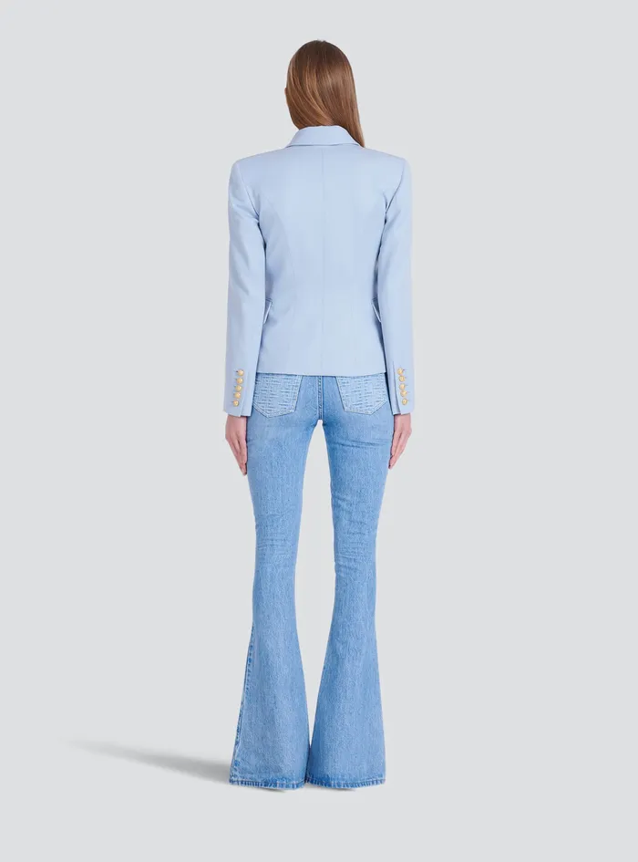 Balmain Jackets And Blazers Womens Grain De Poudre DoubleBreasted Jacket Blue Balmain Jackets And Blazers Womens Grain De Poudre DoubleBreasted Jacket Blue