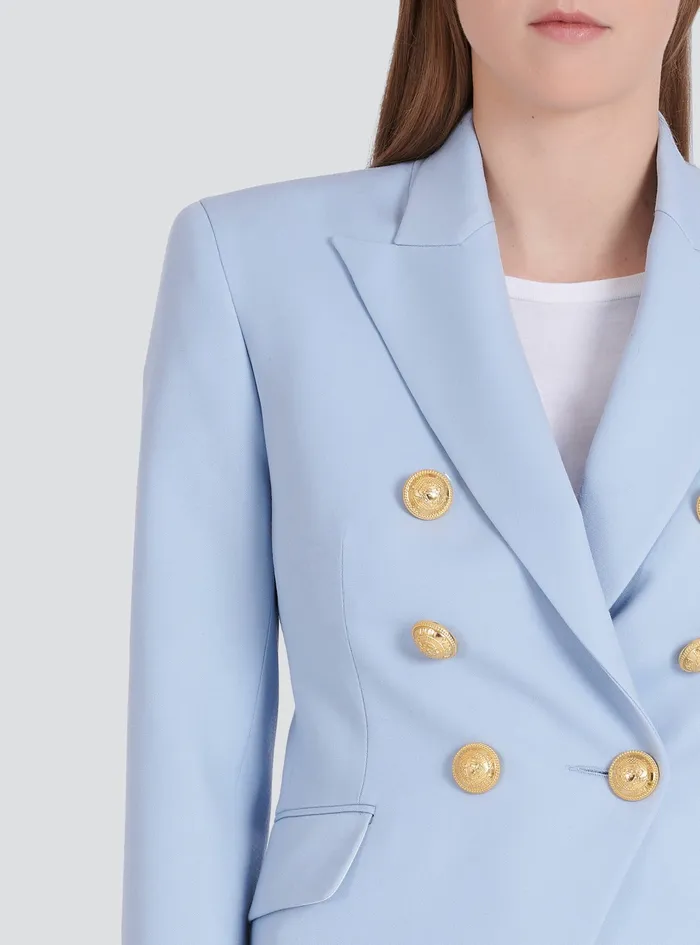 Balmain Jackets And Blazers Womens Grain De Poudre DoubleBreasted Jacket Blue Balmain Jackets And Blazers Womens Grain De Poudre DoubleBreasted Jacket Blue