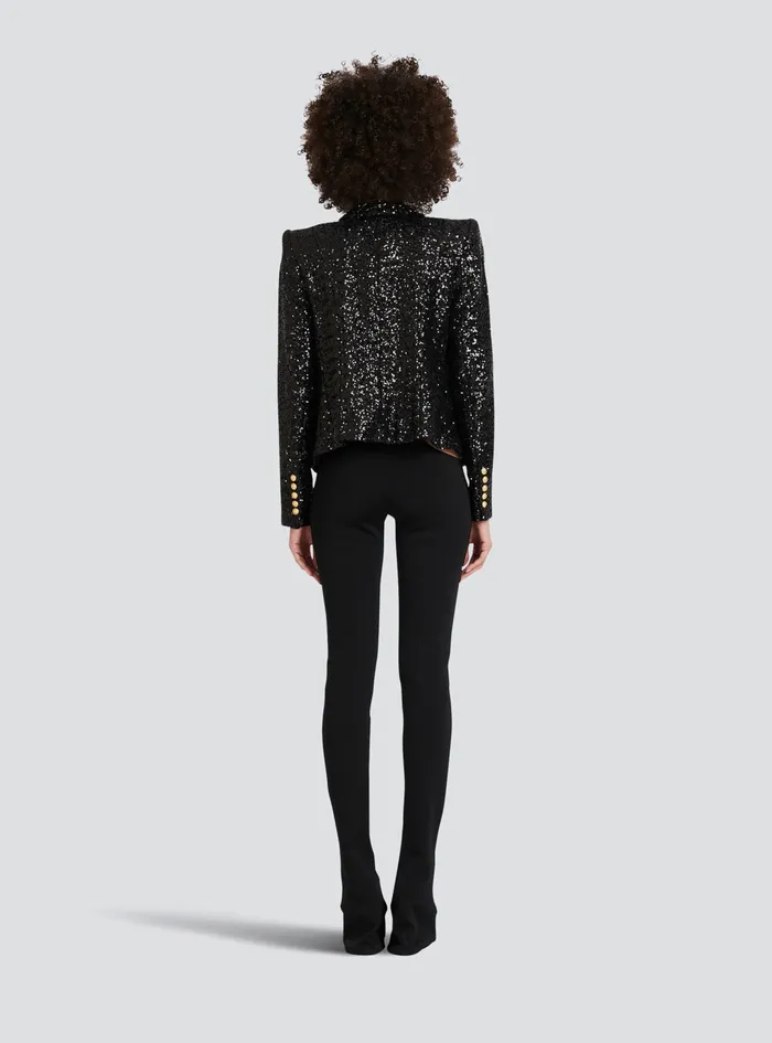Balmain Jackets And Blazers Womens Sequined Jacket With Chain Fringed Black