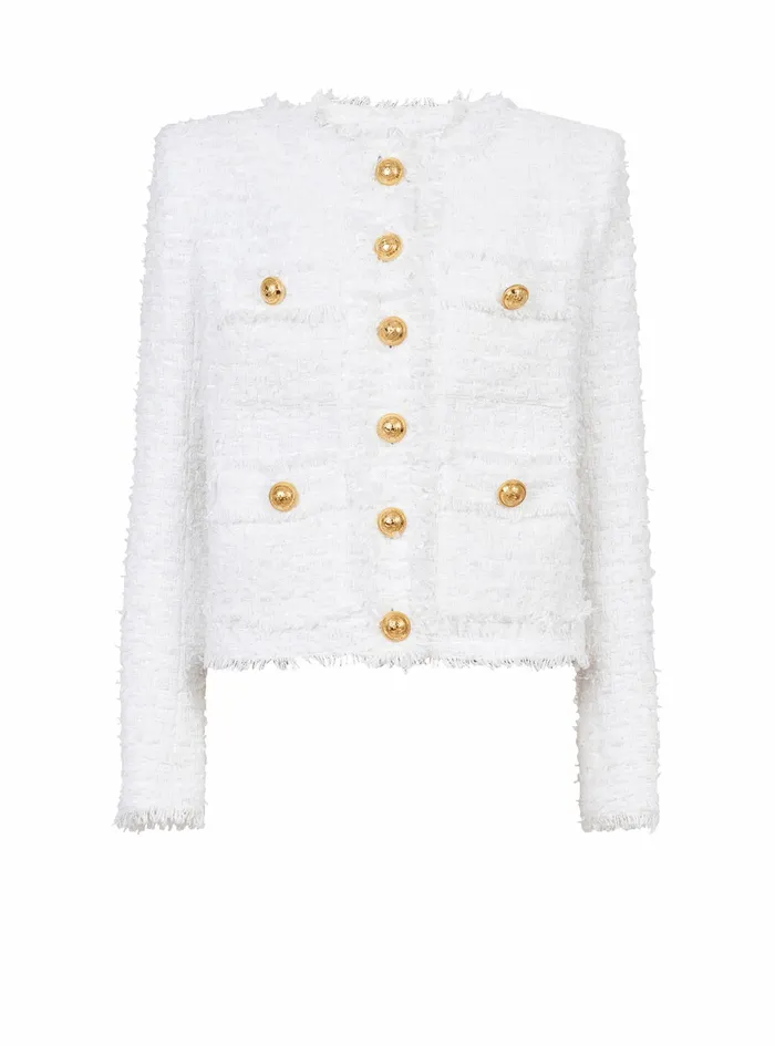 Balmain Jackets And Blazers Womens Tweed Jacket White