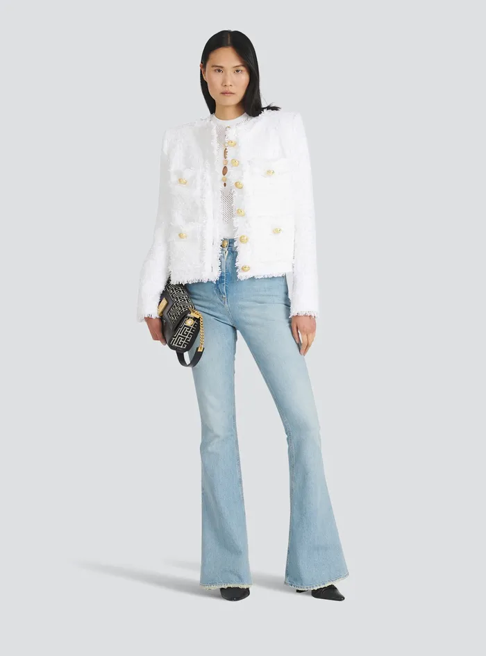 Balmain Jackets And Blazers Womens Tweed Jacket White Balmain Jackets And Blazers Womens Tweed Jacket White