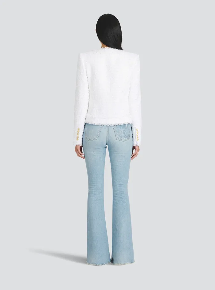Balmain Jackets And Blazers Womens Tweed Jacket White Balmain Jackets And Blazers Womens Tweed Jacket White