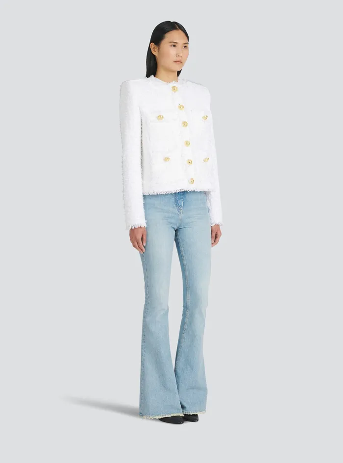 Balmain Jackets And Blazers Womens Tweed Jacket White Balmain Jackets And Blazers Womens Tweed Jacket White