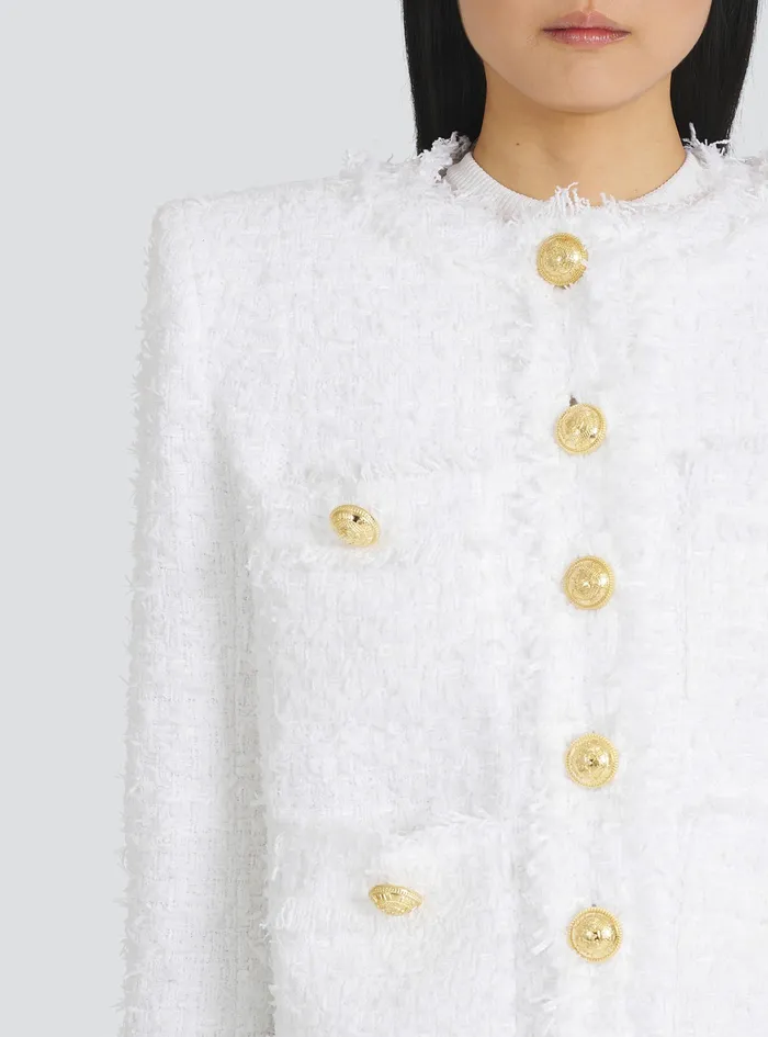 Balmain Jackets And Blazers Womens Tweed Jacket White Balmain Jackets And Blazers Womens Tweed Jacket White