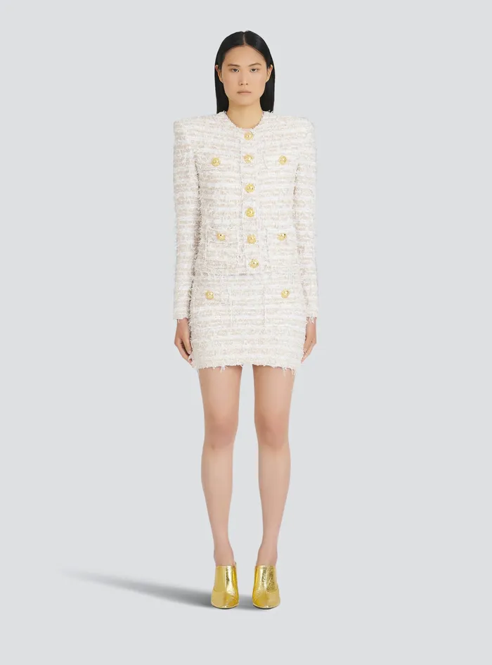 Balmain Jackets And Blazers Womens White Tweed Jacket White Balmain Jackets And Blazers Womens White Tweed Jacket White