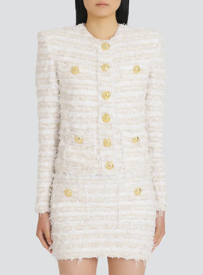 Balmain Jackets And Blazers Womens White Tweed Jacket White Balmain Jackets And Blazers Womens White Tweed Jacket White