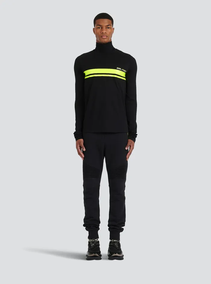 Balmain Knitwear Mens Capsule After Ski 8211 Cotton Turtleneck With Balmain Logo Print Black Balmain Knitwear Mens Capsule After Ski 8211 Cotton Turtleneck With Balmain Logo Print Black