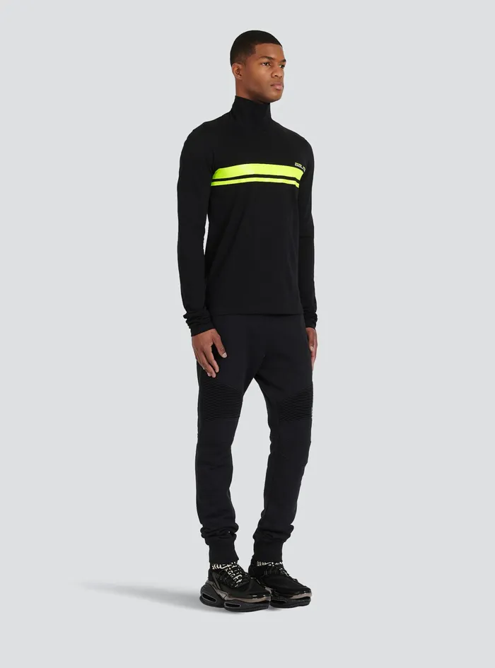 Balmain Knitwear Mens Capsule After Ski 8211 Cotton Turtleneck With Balmain Logo Print Black Balmain Knitwear Mens Capsule After Ski 8211 Cotton Turtleneck With Balmain Logo Print Black