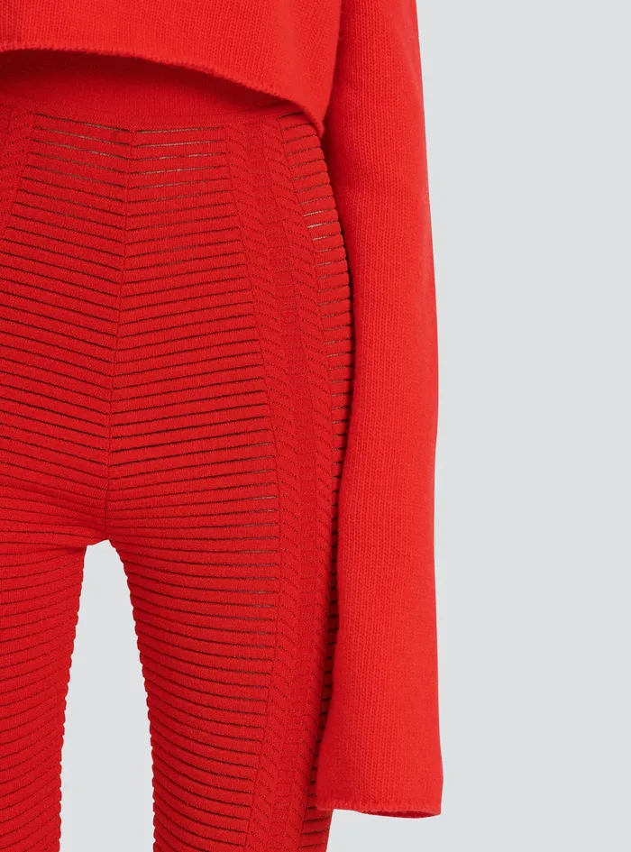 Balmain Knitwear Womens Cropped Knit Sweater Red Balmain Knitwear Womens Cropped Knit Sweater Red