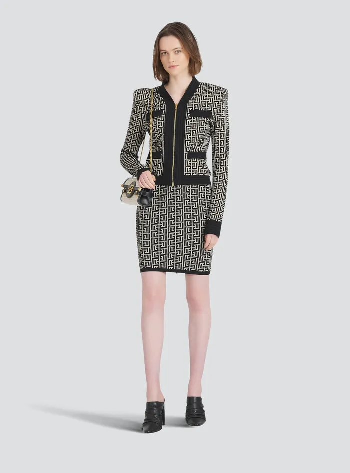 Balmain Knitwear Womens Knit Cardigan With Balmain Monogram Black Balmain Knitwear Womens Knit Cardigan With Balmain Monogram Black
