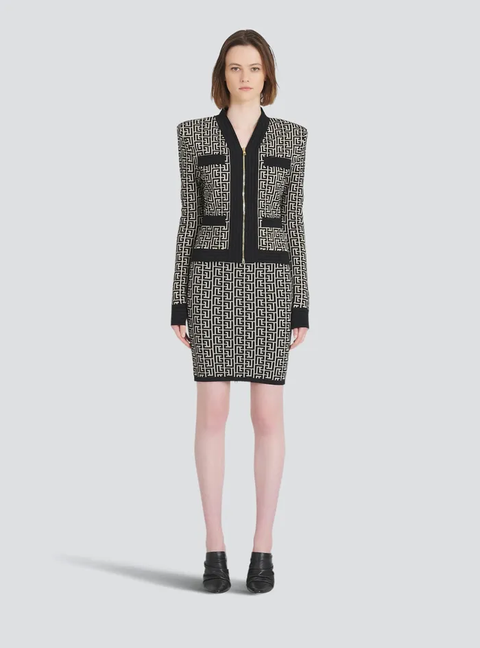 Balmain Knitwear Womens Knit Cardigan With Balmain Monogram Black Balmain Knitwear Womens Knit Cardigan With Balmain Monogram Black