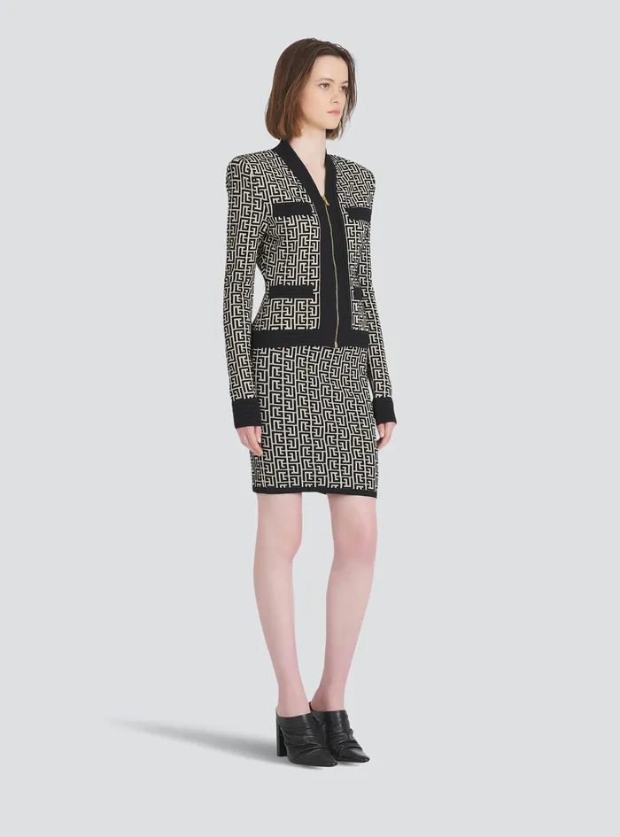 Balmain Knitwear Womens Knit Cardigan With Balmain Monogram Black Balmain Knitwear Womens Knit Cardigan With Balmain Monogram Black