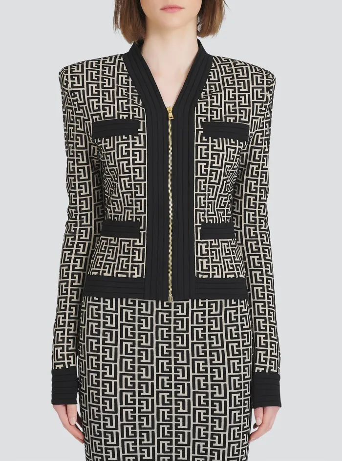 Balmain Knitwear Womens Knit Cardigan With Balmain Monogram Black Balmain Knitwear Womens Knit Cardigan With Balmain Monogram Black