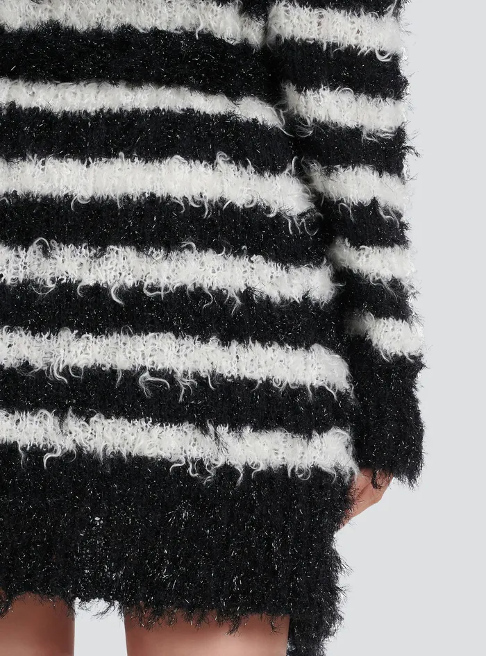 Balmain Knitwear Womens Striped Knit Cardigan Black Balmain Knitwear Womens Striped Knit Cardigan Black