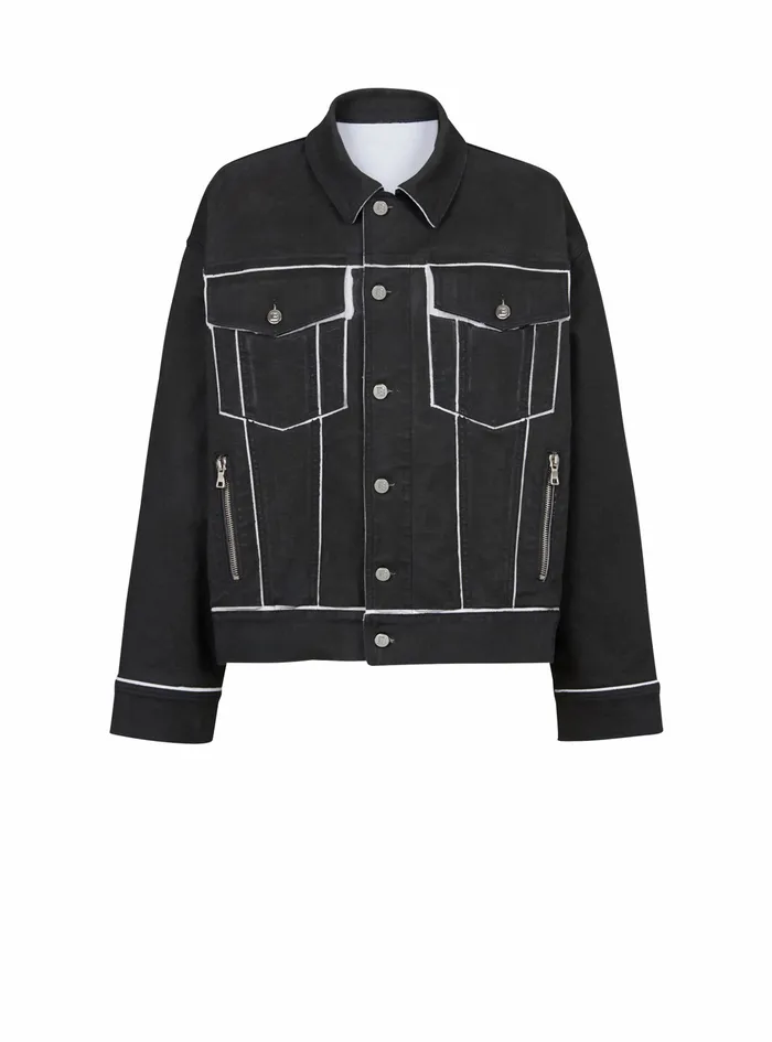 Balmain Outerwear Mens Denim Jacket Black