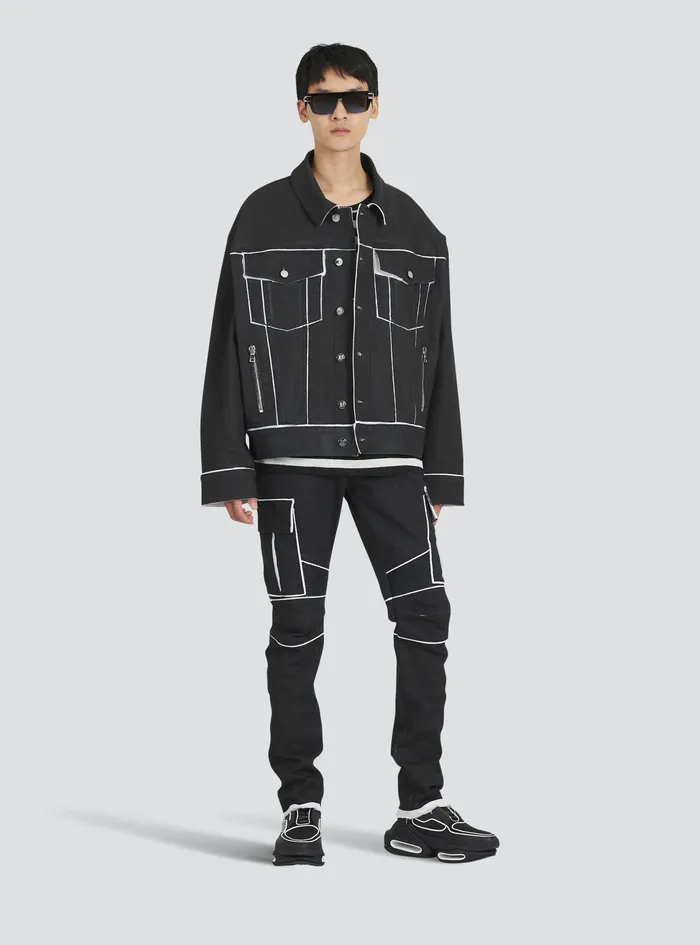 Balmain Outerwear Mens Denim Jacket Black