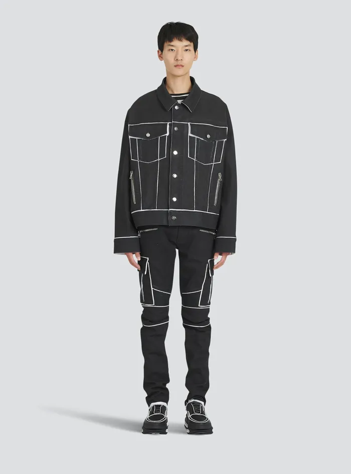 Balmain Outerwear Mens Denim Jacket Black