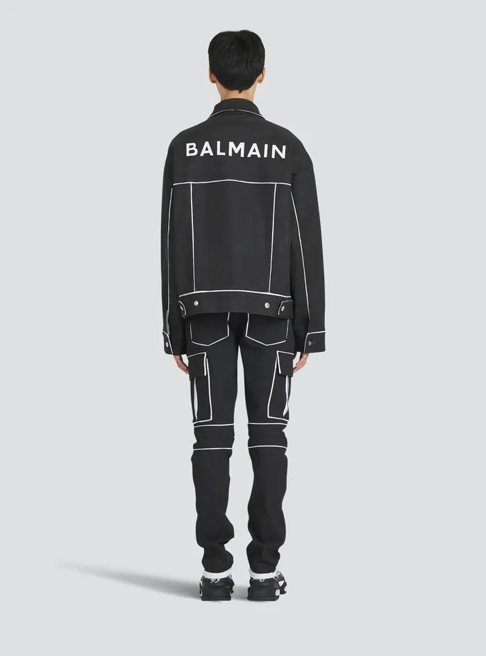 Balmain Outerwear Mens Denim Jacket Black