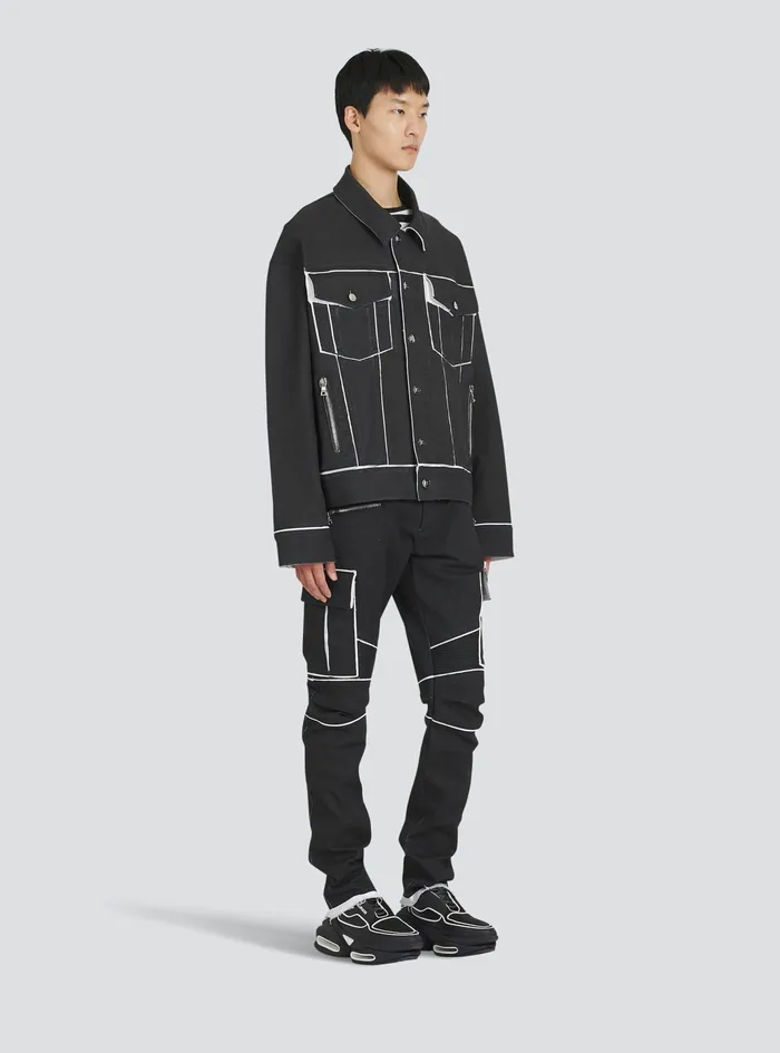 Balmain Outerwear Mens Denim Jacket Black