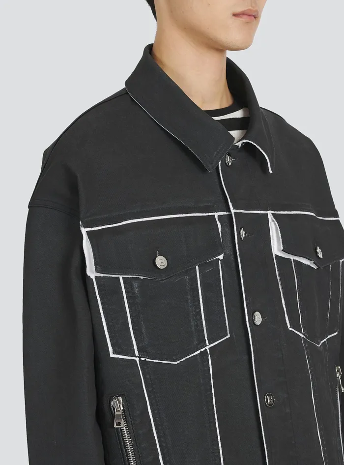 Balmain Outerwear Mens Denim Jacket Black