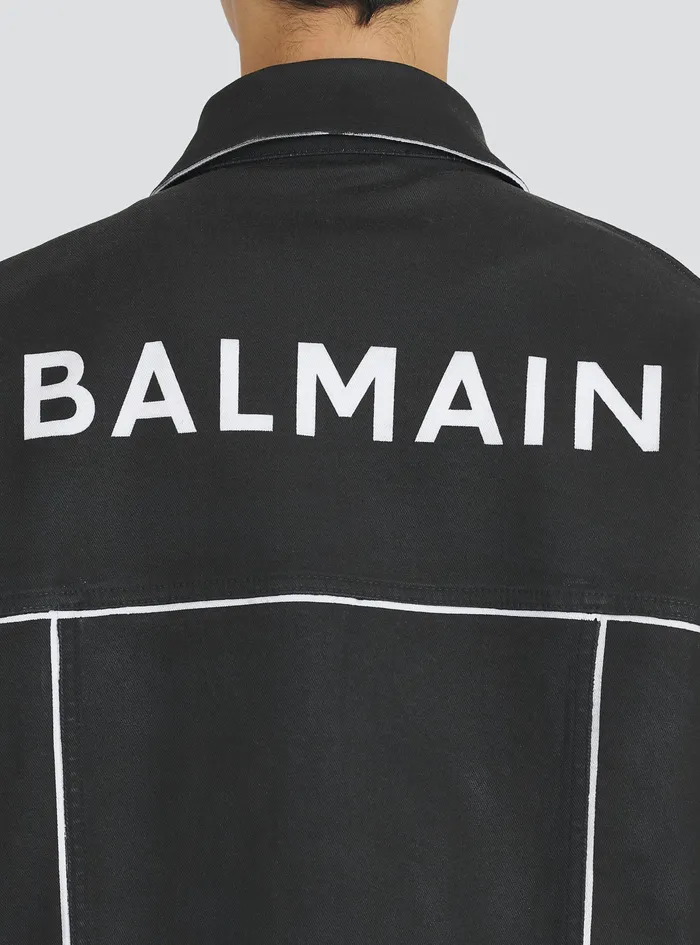 Balmain Outerwear Mens Denim Jacket Black