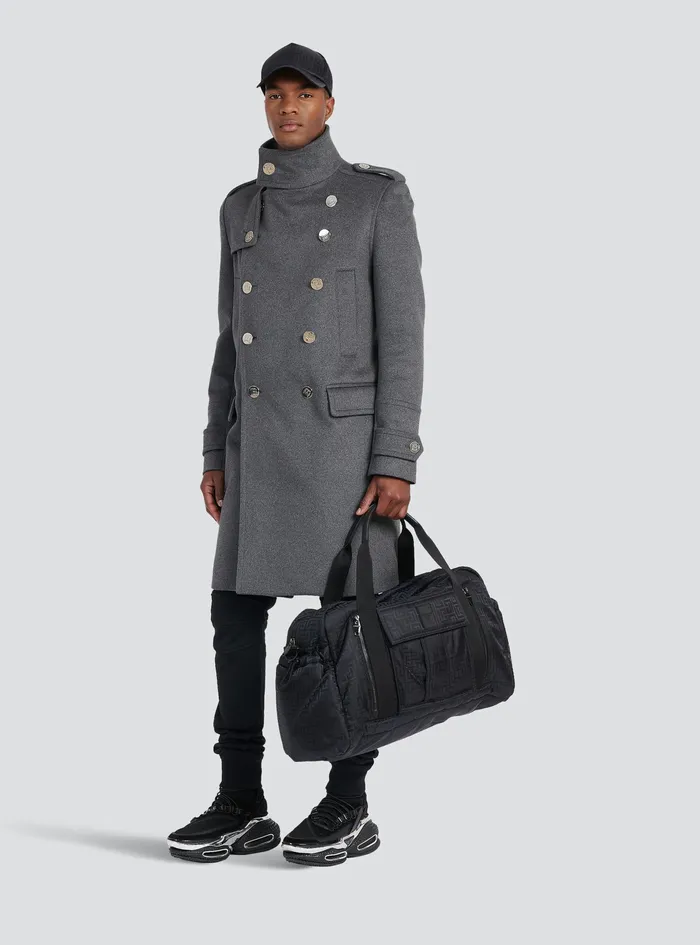 Balmain Outerwear Mens Long Medium Cashmere Coat With DoubleBreasted SilverTone Buttoned Fastening Grey Balmain Outerwear Mens Long Medium Cashmere Coat With DoubleBreasted SilverTone Buttoned Fastening Grey
