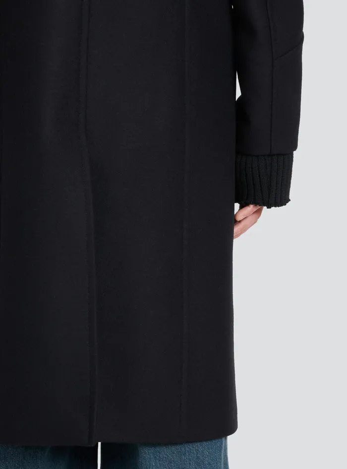Balmain Outerwear Mens Long Wool Coat With MonogramPatterned Collar And Lining Black Balmain Outerwear Mens Long Wool Coat With MonogramPatterned Collar And Lining Black