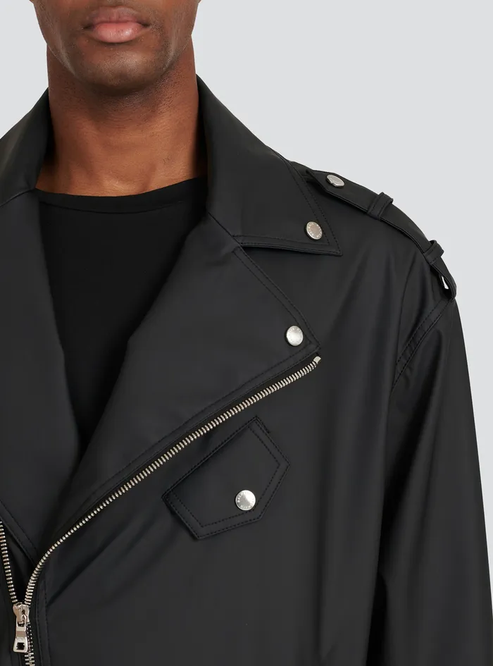 Balmain Outerwear Mens Quilted Faux Leather Biker Jacket Black Balmain Outerwear Mens Quilted Faux Leather Biker Jacket Black
