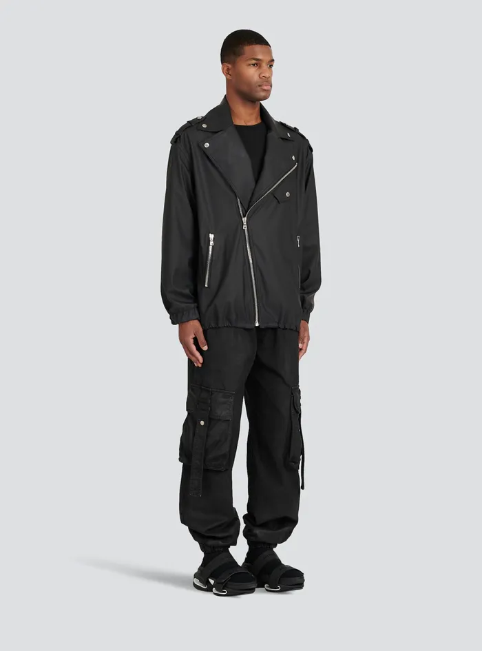 Balmain Outerwear Mens Quilted Faux Leather Biker Jacket Black Balmain Outerwear Mens Quilted Faux Leather Biker Jacket Black