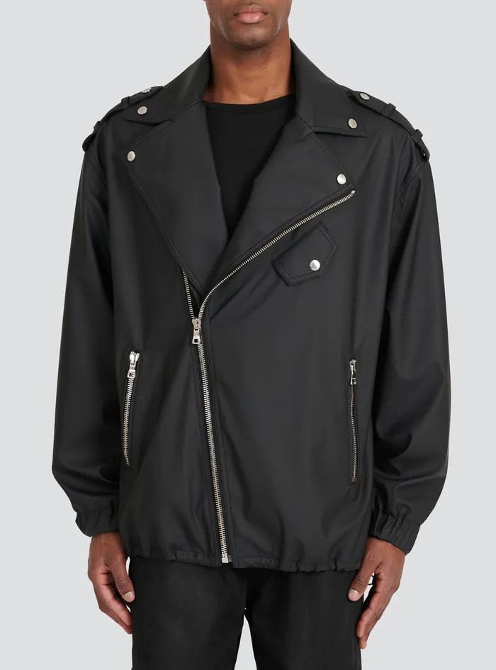 Balmain Outerwear Mens Quilted Faux Leather Biker Jacket Black Balmain Outerwear Mens Quilted Faux Leather Biker Jacket Black