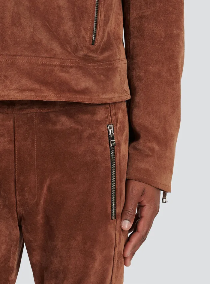 Balmain Outerwear Mens X Netflix Suede Biker Jacket Brown Balmain Outerwear Mens X Netflix Suede Biker Jacket Brown
