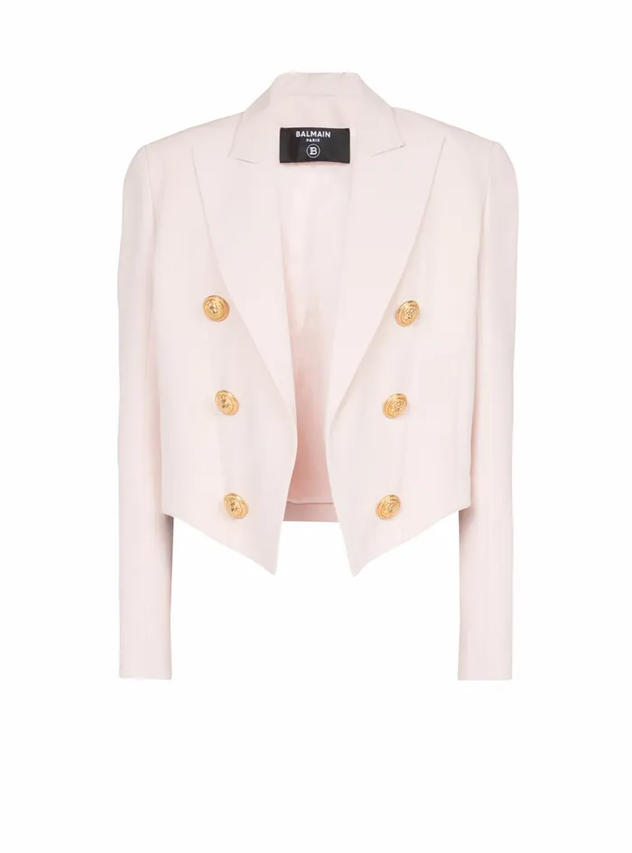 Balmain Outerwear Womens Crpe Spencer Jacket Pink