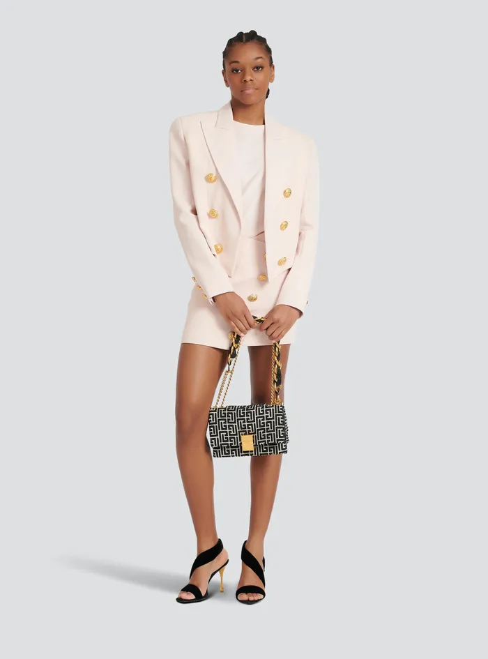 Balmain Outerwear Womens Crpe Spencer Jacket Pink Balmain Outerwear Womens Crpe Spencer Jacket Pink