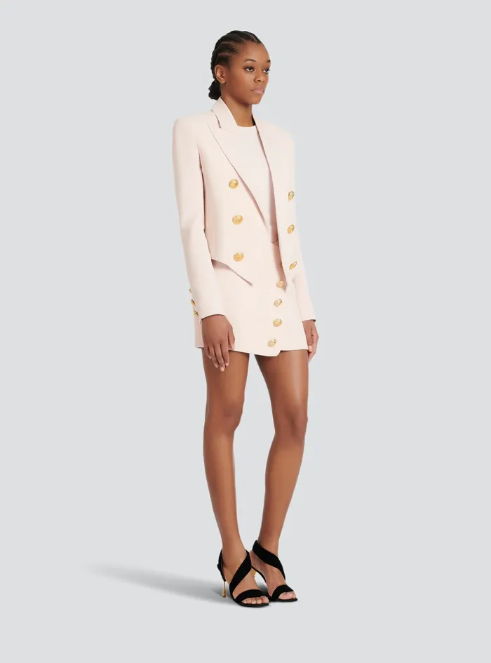Balmain Outerwear Womens Crpe Spencer Jacket Pink Balmain Outerwear Womens Crpe Spencer Jacket Pink
