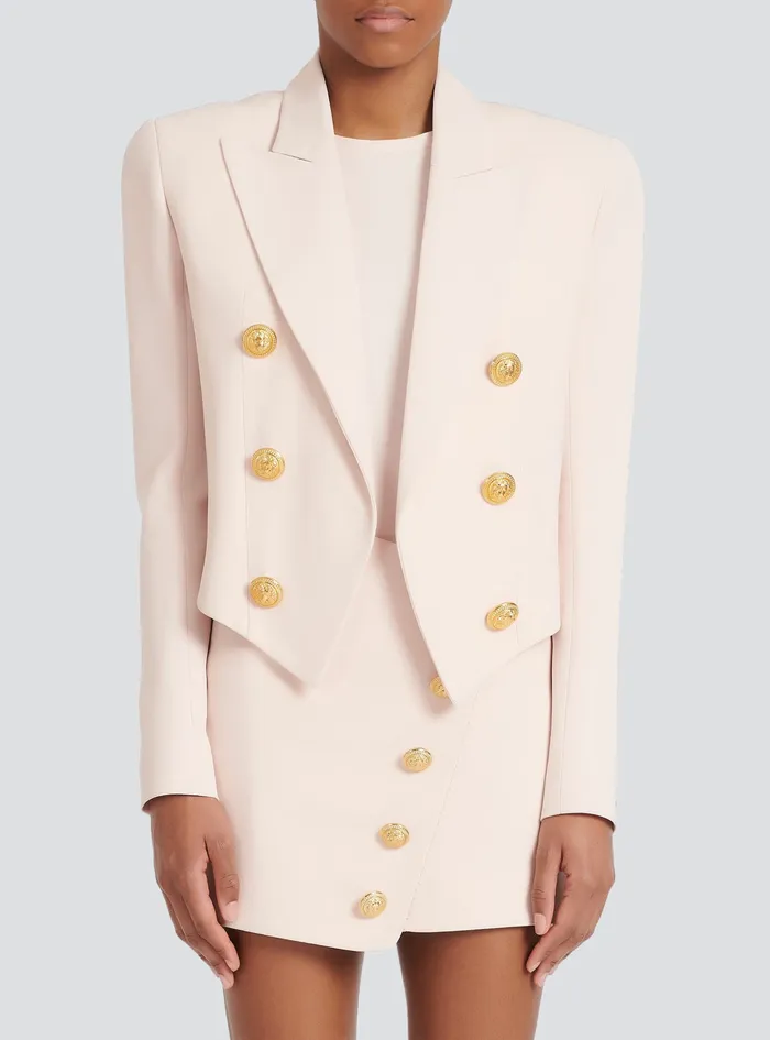 Balmain Outerwear Womens Crpe Spencer Jacket Pink Balmain Outerwear Womens Crpe Spencer Jacket Pink