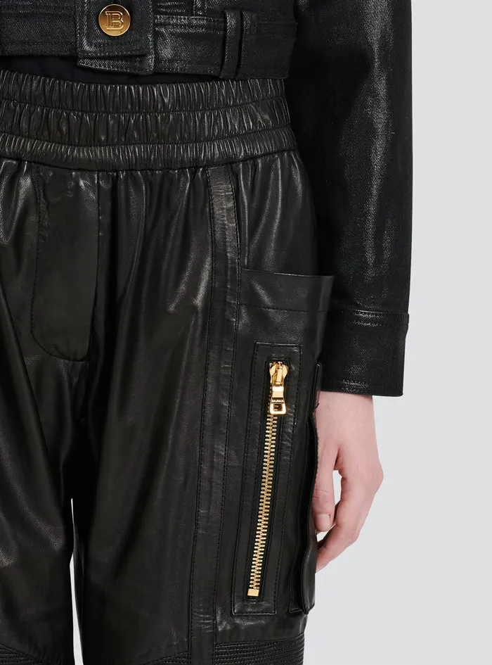 Balmain Outerwear Womens Cropped Denim Jacket Black