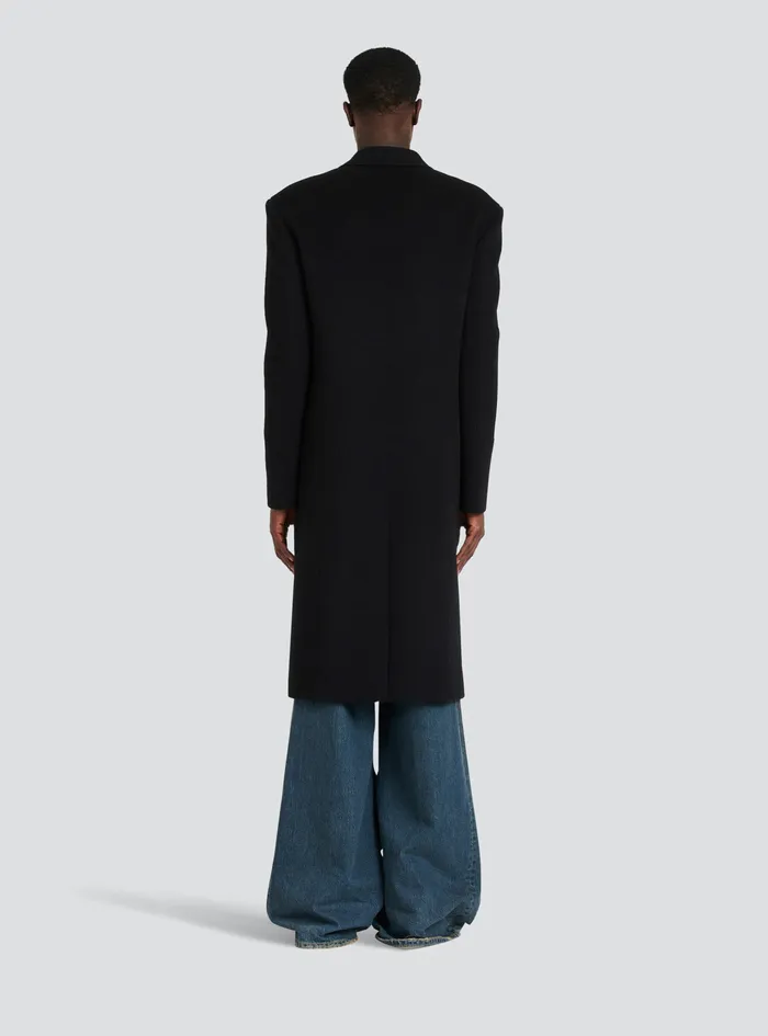 Balmain Outerwear WomensMens Unisex 8211 FourButton Wool Coat With Detachable Inset Jacket Black Balmain Outerwear WomensMens Unisex 8211 FourButton Wool Coat With Detachable Inset Jacket Black