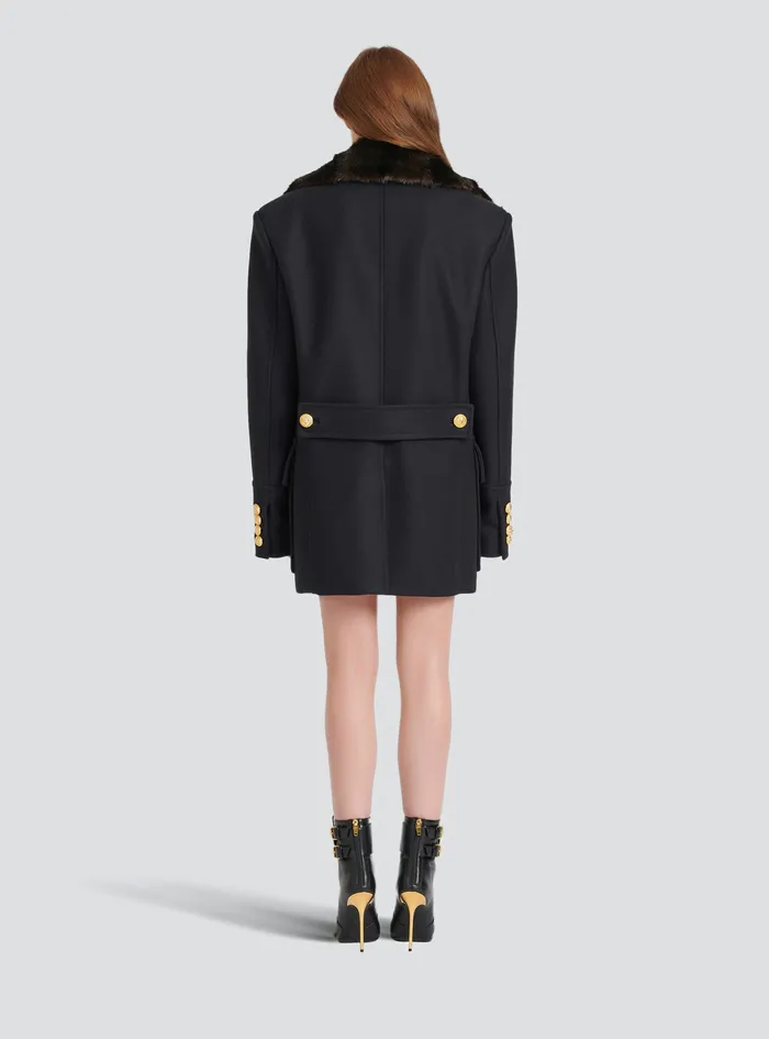 Balmain Outerwear WomensMens Unisex 8211 SixButton Wool Coat With Detachable Collar Navy Balmain Outerwear WomensMens Unisex 8211 SixButton Wool Coat With Detachable Collar Navy