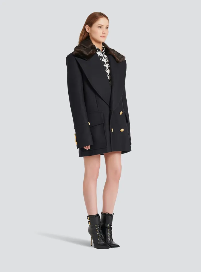 Balmain Outerwear WomensMens Unisex 8211 SixButton Wool Coat With Detachable Collar Navy Balmain Outerwear WomensMens Unisex 8211 SixButton Wool Coat With Detachable Collar Navy